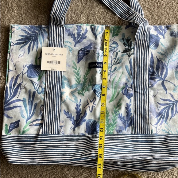 Mia & Tess Beach Tote (Blue and Green), Beach Theme Print, NWT - Picture 4 of 8
